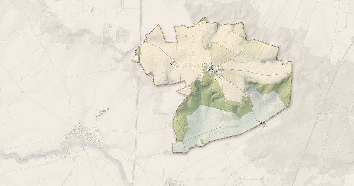 Portrait cartographique de Rosières : relief, eau, forêts, bâti et voies, calculés à partir des données de l'IGN