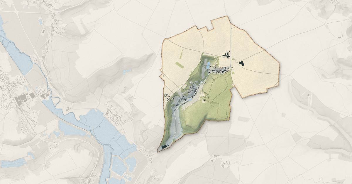 Portrait cartographique de Rousseloy : relief, eau, forêts, bâti et voies, calculés à partir des données de l'IGN