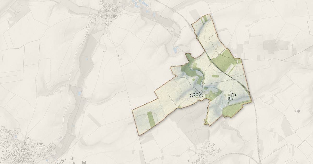 Portrait cartographique de Rouvroy-les-Merles : relief, eau, forêts, bâti et voies, calculés à partir des données de l'IGN