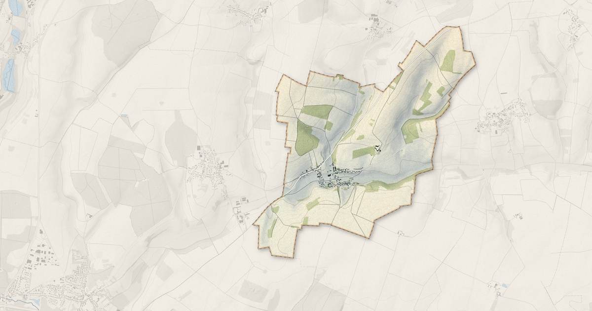 Portrait cartographique de Saint-Aubin-sous-Erquery : relief, eau, forêts, bâti et voies, calculés à partir des données de l'IGN