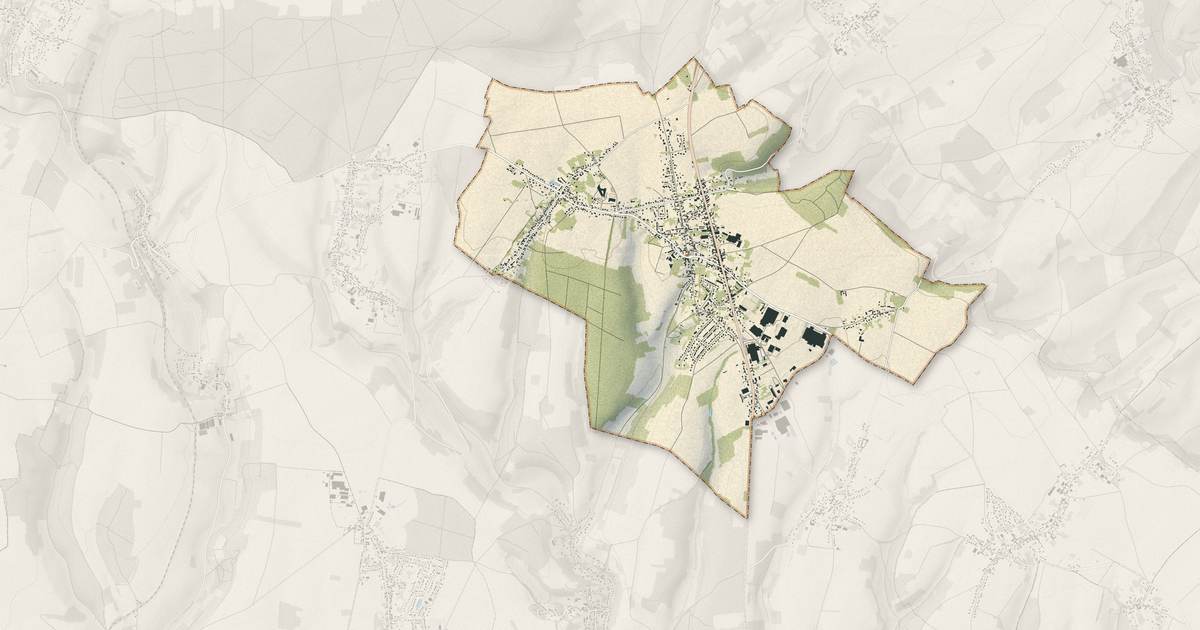 Portrait cartographique de Sainte-Geneviève : relief, eau, forêts, bâti et voies, calculés à partir des données de l'IGN