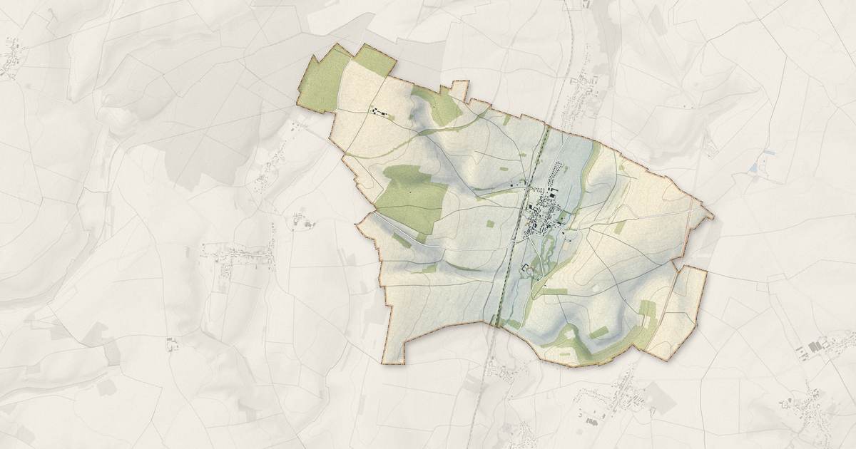 Portrait cartographique de Saint-Remy-en-l'Eau : relief, eau, forêts, bâti et voies, calculés à partir des données de l'IGN