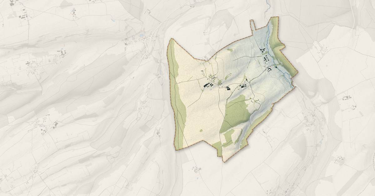 Portrait cartographique de Saint-Valery : relief, eau, forêts, bâti et voies, calculés à partir des données de l'IGN