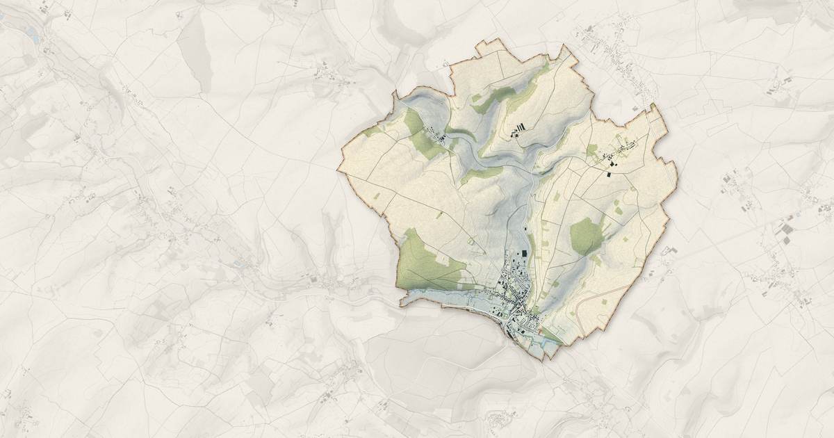 Portrait cartographique de Songeons : relief, eau, forêts, bâti et voies, calculés à partir des données de l'IGN