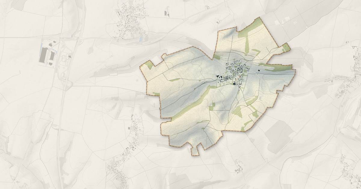 Portrait cartographique de Troussencourt : relief, eau, forêts, bâti et voies, calculés à partir des données de l'IGN