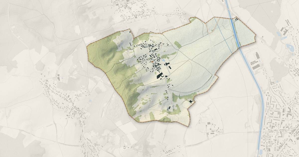 Portrait cartographique de Vauchelles : relief, eau, forêts, bâti et voies, calculés à partir des données de l'IGN