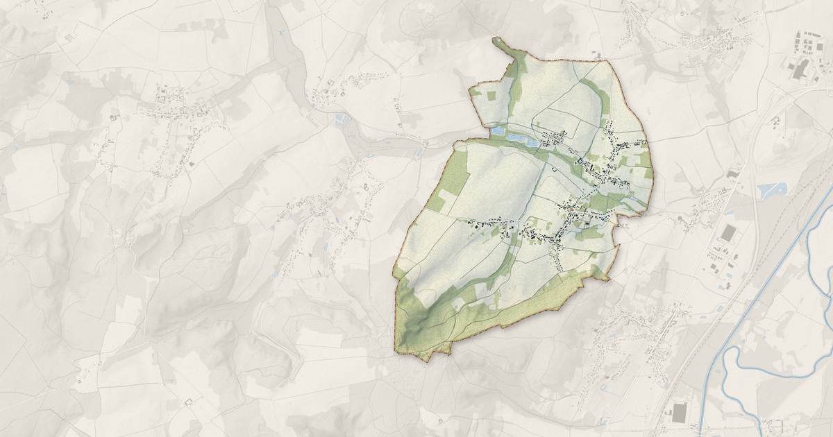 Portrait cartographique de Ville : relief, eau, forêts, bâti et voies, calculés à partir des données de l'IGN
