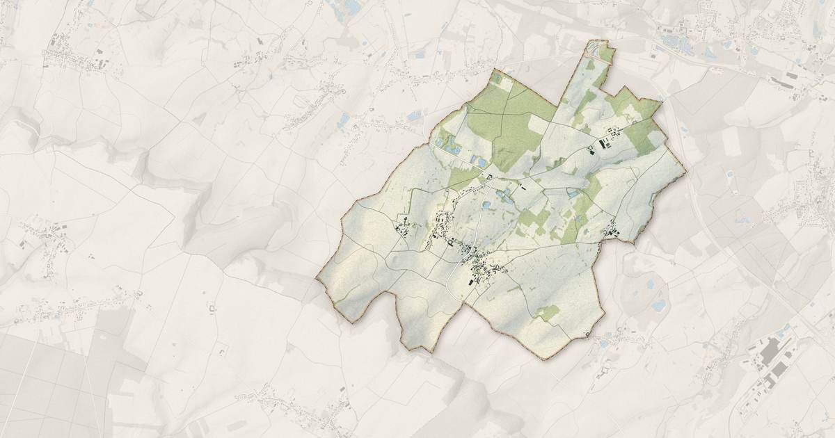 Portrait cartographique de Villers-Saint-Barthélemy : relief, eau, forêts, bâti et voies, calculés à partir des données de l'IGN
