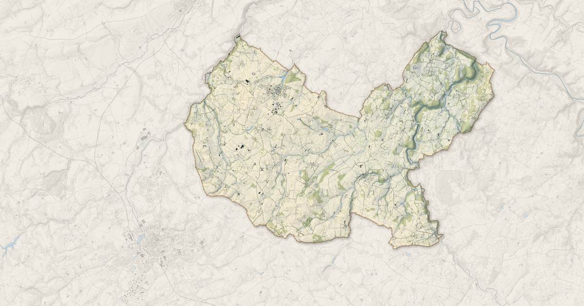 Portrait cartographique de Athis-Val de Rouvre : relief, eau, forêts, bâti et voies, calculés à partir des données de l'IGN