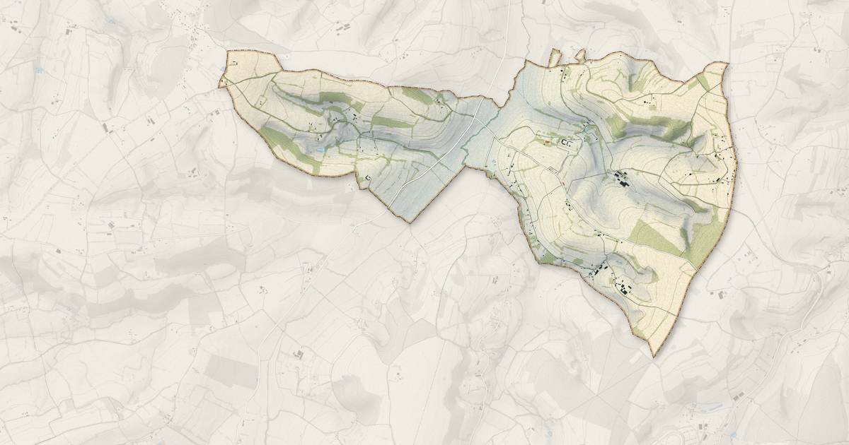 Portrait cartographique de Aubry-le-Panthou : relief, eau, forêts, bâti et voies, calculés à partir des données de l'IGN