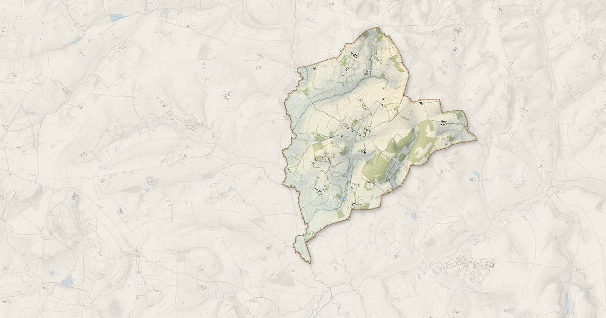 Portrait cartographique de Champeaux-sur-Sarthe : relief, eau, forêts, bâti et voies, calculés à partir des données de l'IGN