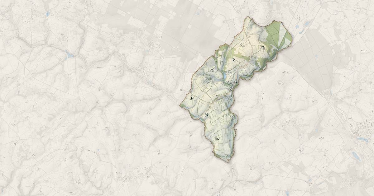 Portrait cartographique de Le Châtellier : relief, eau, forêts, bâti et voies, calculés à partir des données de l'IGN