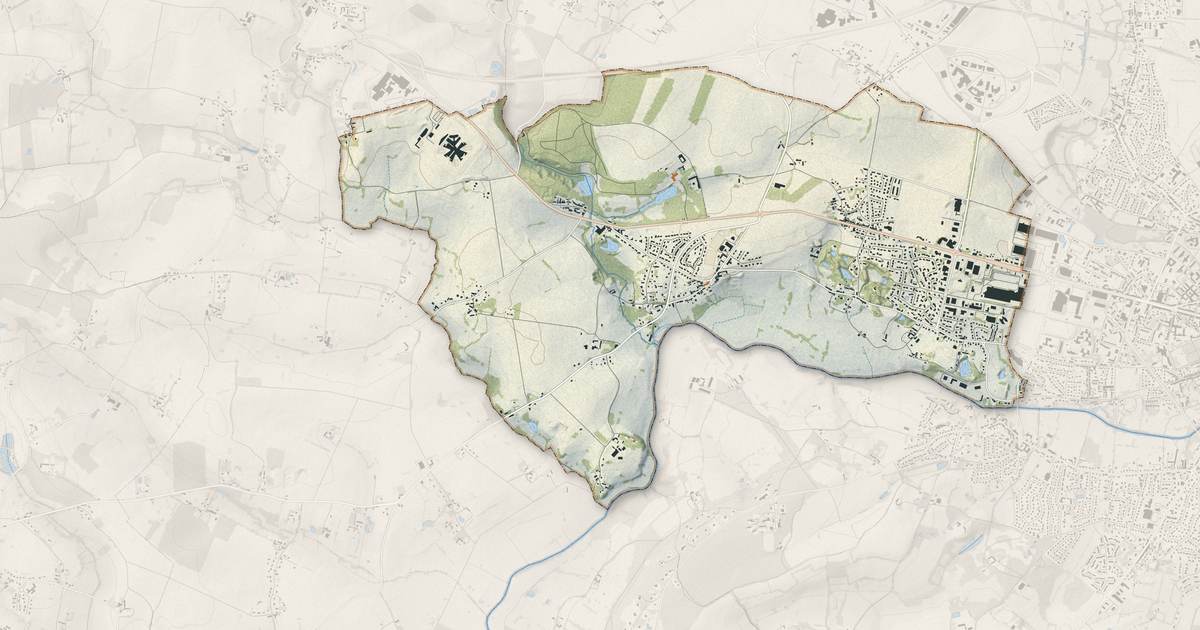 Portrait cartographique de Condé-sur-Sarthe : relief, eau, forêts, bâti et voies, calculés à partir des données de l'IGN