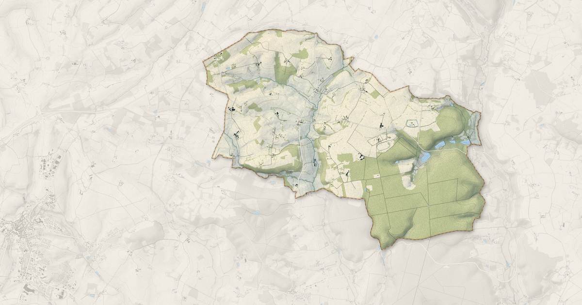 Portrait cartographique de Feings : relief, eau, forêts, bâti et voies, calculés à partir des données de l'IGN