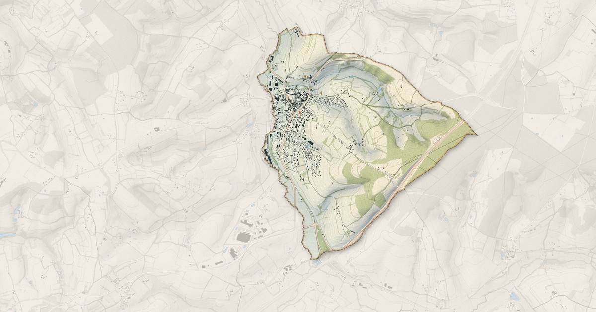 Portrait cartographique de Gacé : relief, eau, forêts, bâti et voies, calculés à partir des données de l'IGN