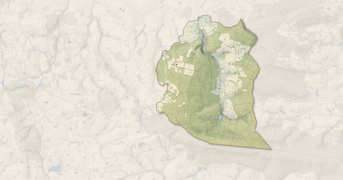 Portrait cartographique de La Lande-de-Goult : relief, eau, forêts, bâti et voies, calculés à partir des données de l'IGN