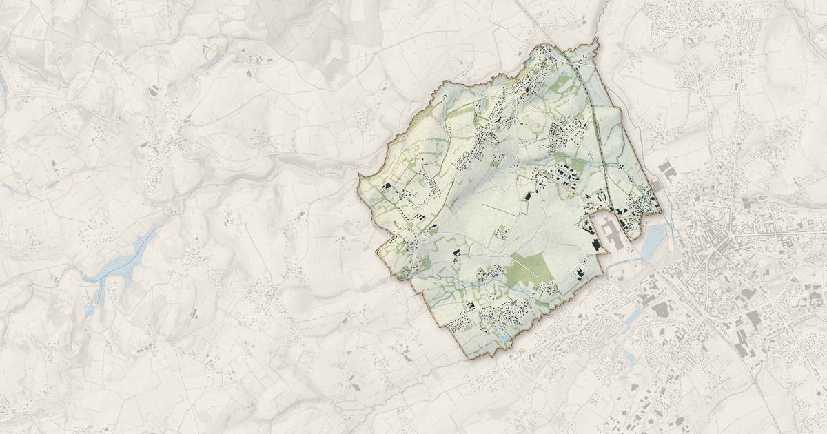 Portrait cartographique de La Lande-Patry : relief, eau, forêts, bâti et voies, calculés à partir des données de l'IGN