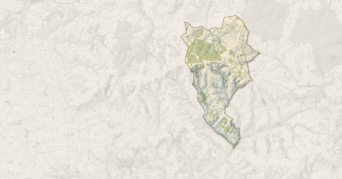 Portrait cartographique de Mahéru : relief, eau, forêts, bâti et voies, calculés à partir des données de l'IGN
