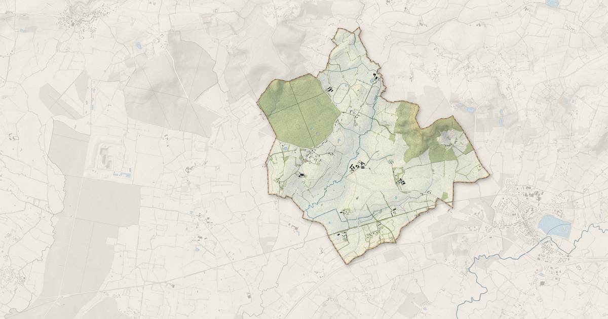 Portrait cartographique de Marchemaisons : relief, eau, forêts, bâti et voies, calculés à partir des données de l'IGN