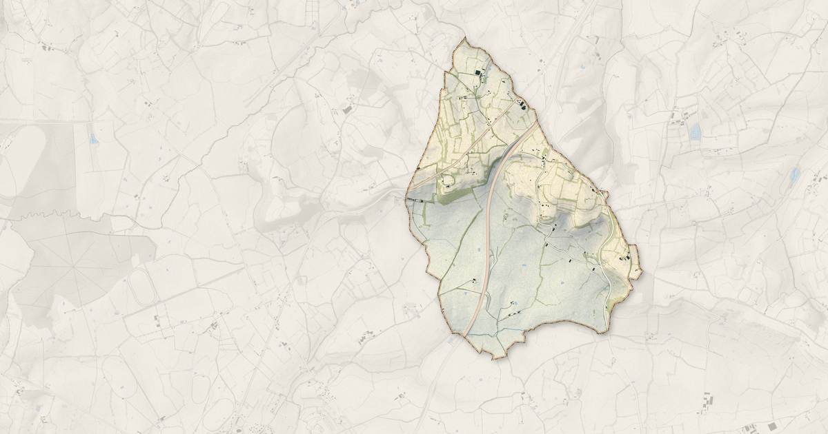 Portrait cartographique de Ménil-Froger : relief, eau, forêts, bâti et voies, calculés à partir des données de l'IGN