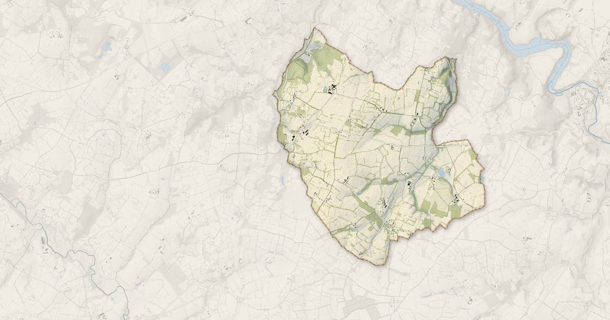Portrait cartographique de Ménil-Gondouin : relief, eau, forêts, bâti et voies, calculés à partir des données de l'IGN