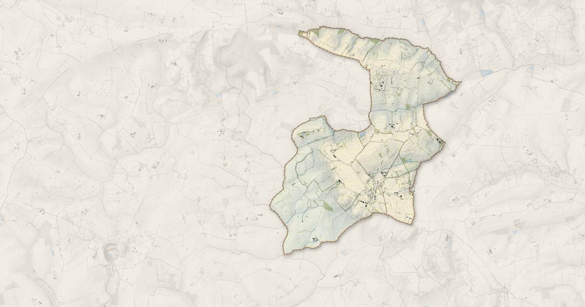 Portrait cartographique de Montchevrel : relief, eau, forêts, bâti et voies, calculés à partir des données de l'IGN