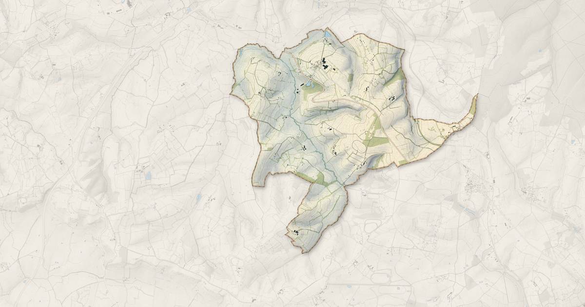 Portrait cartographique de Orgères : relief, eau, forêts, bâti et voies, calculés à partir des données de l'IGN