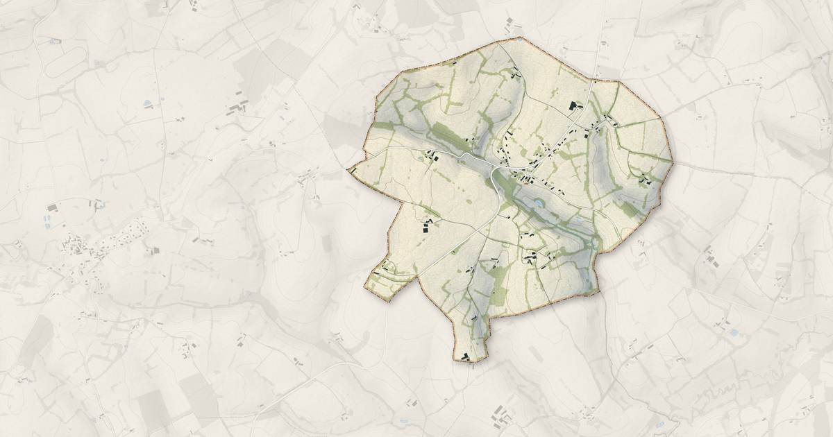 Portrait cartographique de Parfondeval : relief, eau, forêts, bâti et voies, calculés à partir des données de l'IGN