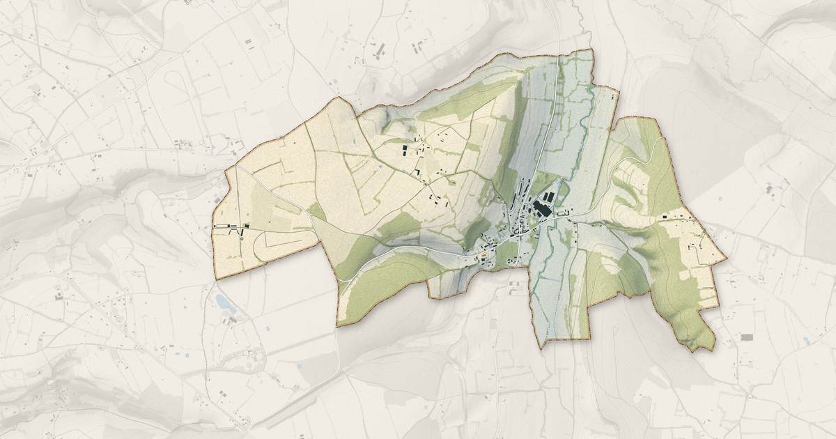 Portrait cartographique de Pontchardon : relief, eau, forêts, bâti et voies, calculés à partir des données de l'IGN