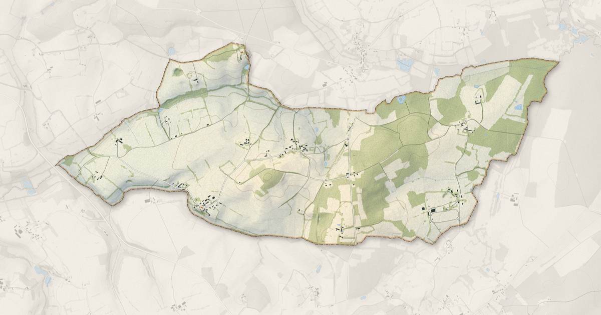 Portrait cartographique de Saint-Aquilin-de-Corbion : relief, eau, forêts, bâti et voies, calculés à partir des données de l'IGN