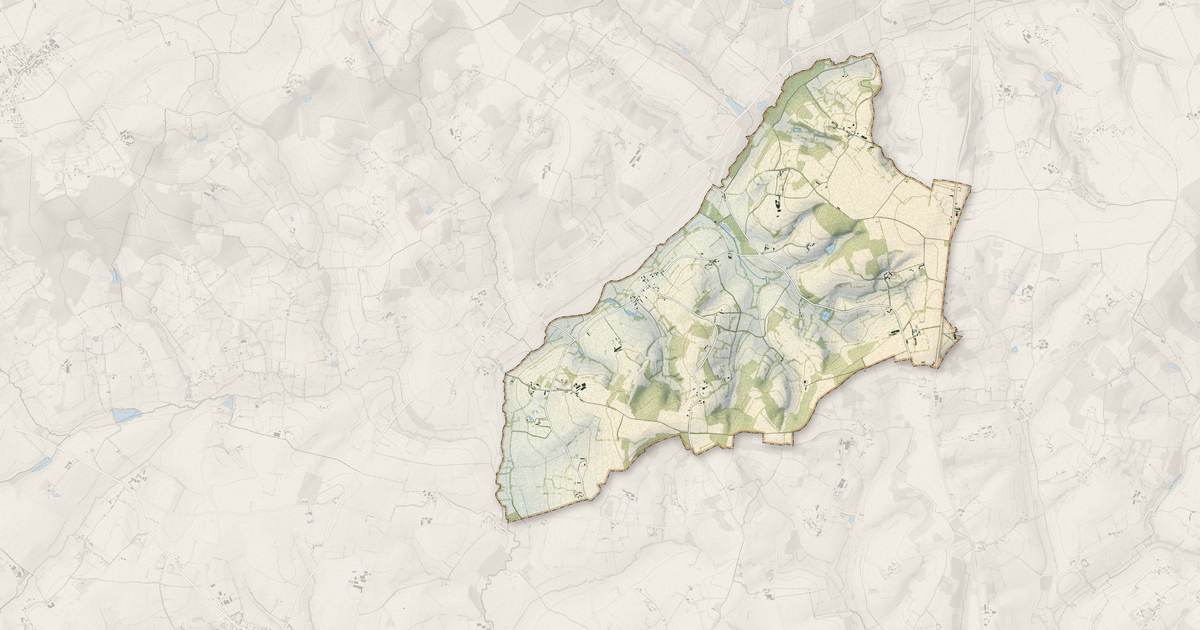 Portrait cartographique de Saint-Aubin-de-Courteraie : relief, eau, forêts, bâti et voies, calculés à partir des données de l'IGN