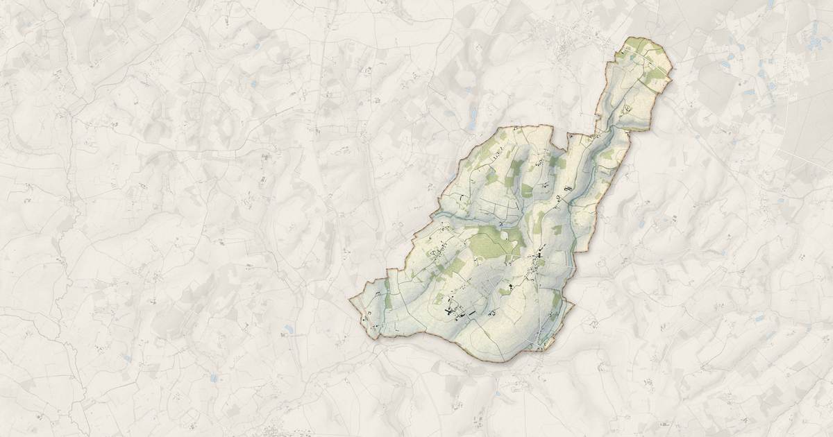 Portrait cartographique de Sainte-Céronne-lès-Mortagne : relief, eau, forêts, bâti et voies, calculés à partir des données de l'IGN