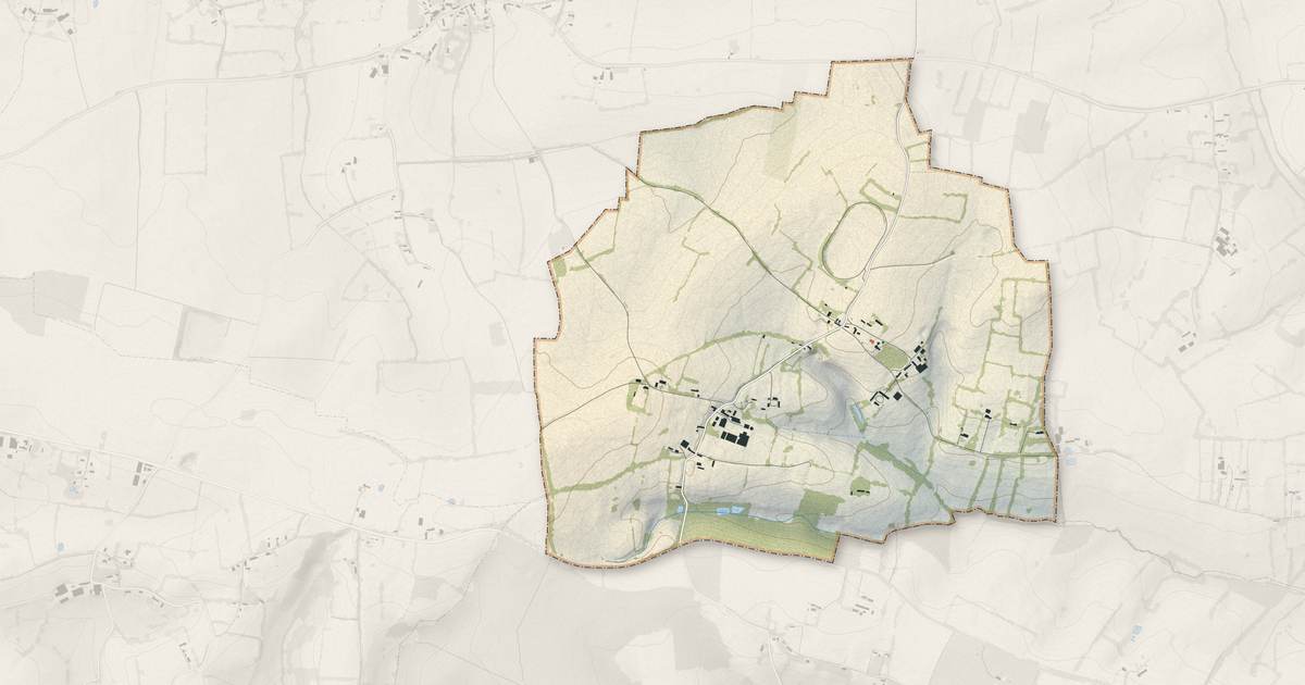 Portrait cartographique de Saint-Germain-le-Vieux : relief, eau, forêts, bâti et voies, calculés à partir des données de l'IGN