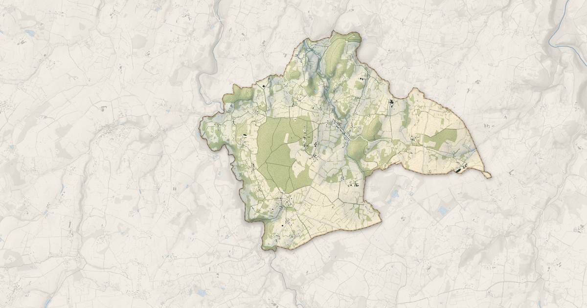 Portrait cartographique de Sainte-Honorine-la-Guillaume : relief, eau, forêts, bâti et voies, calculés à partir des données de l'IGN