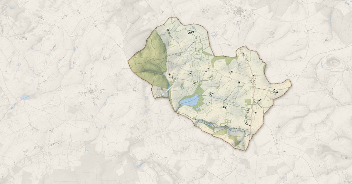 Portrait cartographique de Saint-Martin-des-Landes : relief, eau, forêts, bâti et voies, calculés à partir des données de l'IGN