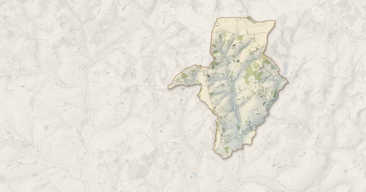 Portrait cartographique de Saint-Ouen-de-Sécherouvre : relief, eau, forêts, bâti et voies, calculés à partir des données de l'IGN