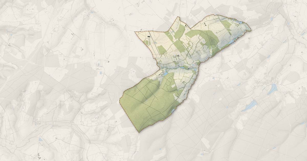 Portrait cartographique de Touquettes : relief, eau, forêts, bâti et voies, calculés à partir des données de l'IGN