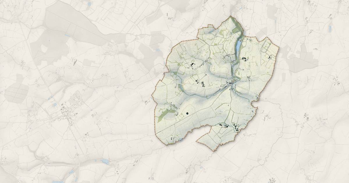 Portrait cartographique de Vieux-Pont : relief, eau, forêts, bâti et voies, calculés à partir des données de l'IGN