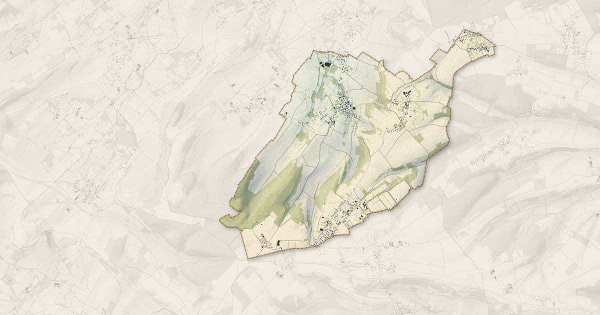 Portrait cartographique de Alquines : relief, eau, forêts, bâti et voies, calculés à partir des données de l'IGN