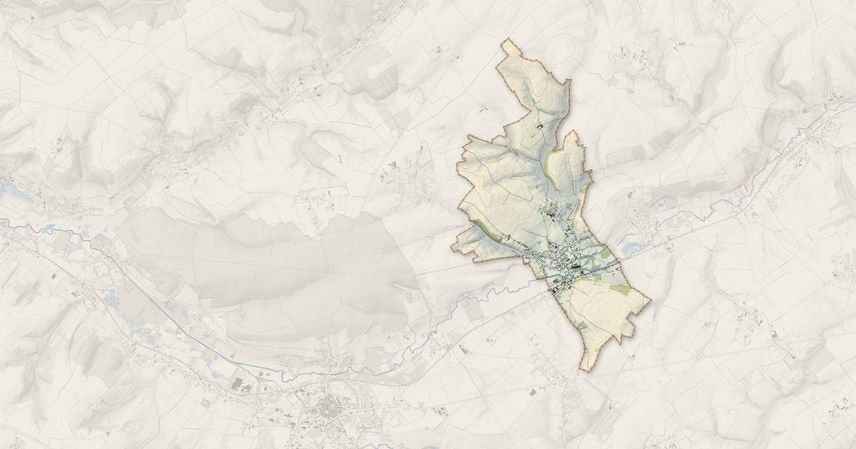 Portrait cartographique de Auchy-lès-Hesdin : relief, eau, forêts, bâti et voies, calculés à partir des données de l'IGN