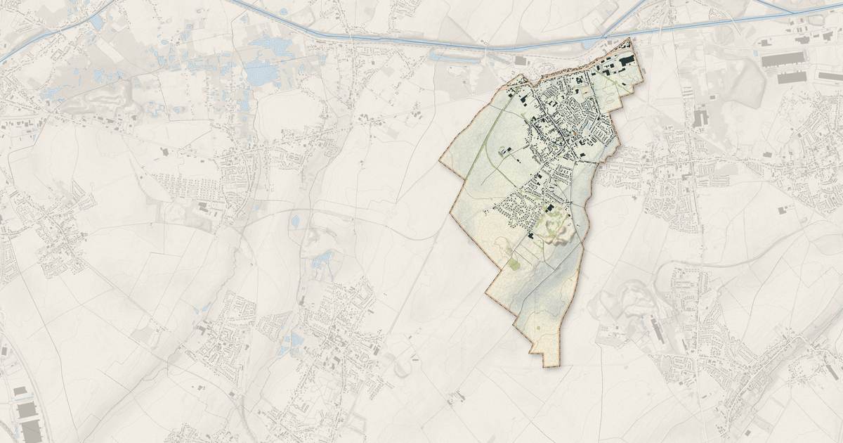 Portrait cartographique de Auchy-les-Mines : relief, eau, forêts, bâti et voies, calculés à partir des données de l'IGN