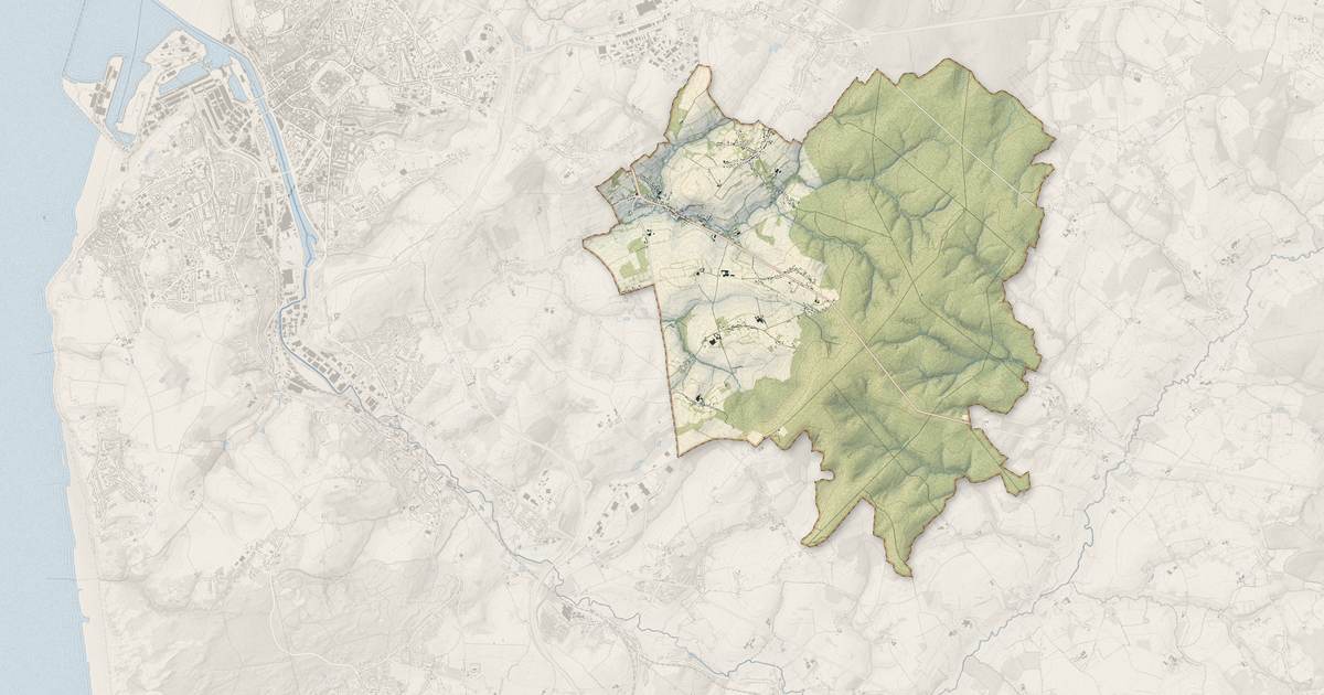 Portrait cartographique de Baincthun : relief, eau, forêts, bâti et voies, calculés à partir des données de l'IGN