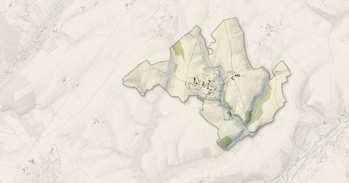 Portrait cartographique de Béalencourt : relief, eau, forêts, bâti et voies, calculés à partir des données de l'IGN