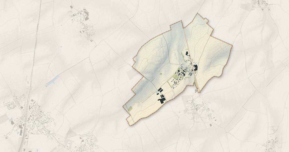 Portrait cartographique de Béhagnies : relief, eau, forêts, bâti et voies, calculés à partir des données de l'IGN