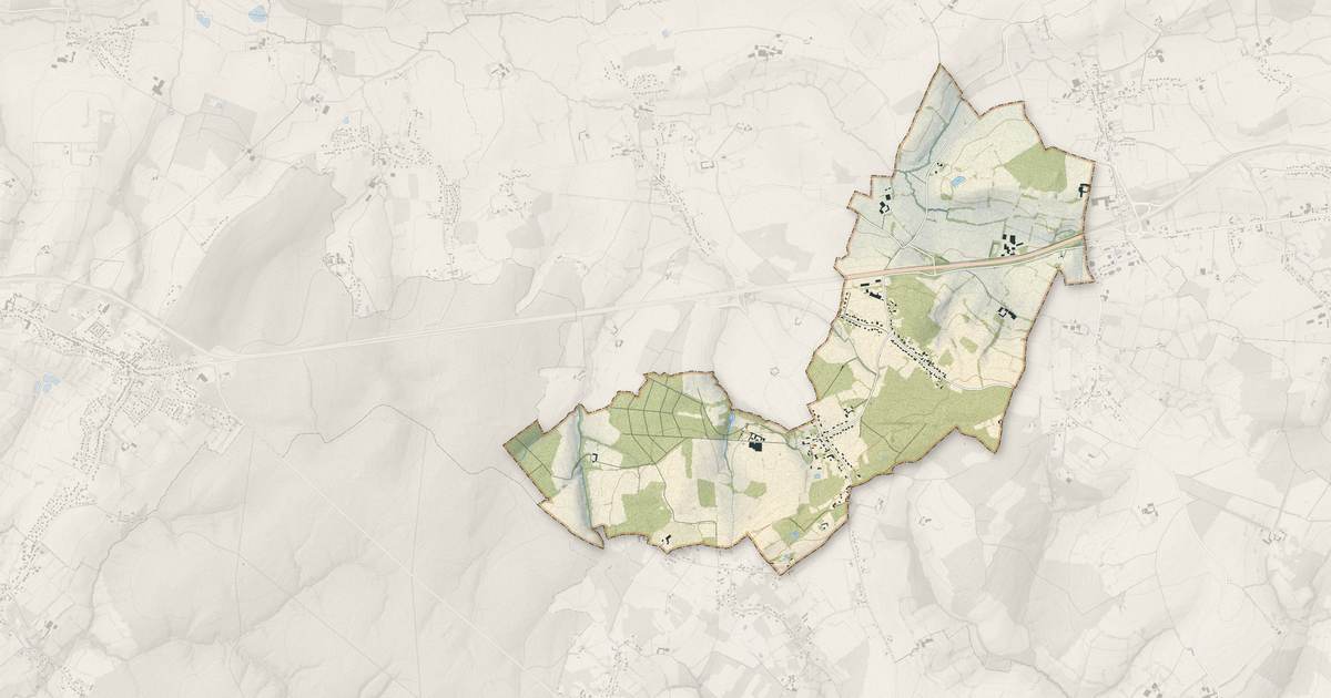Portrait cartographique de Bellebrune : relief, eau, forêts, bâti et voies, calculés à partir des données de l'IGN