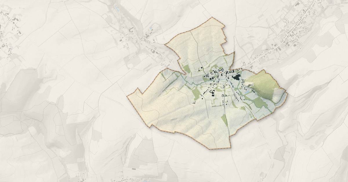 Portrait cartographique de Bergueneuse : relief, eau, forêts, bâti et voies, calculés à partir des données de l'IGN
