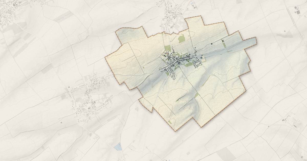 Portrait cartographique de Berneville : relief, eau, forêts, bâti et voies, calculés à partir des données de l'IGN