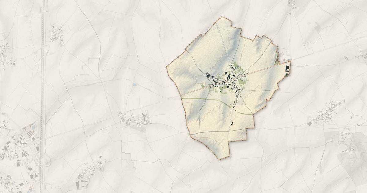 Portrait cartographique de Beugny : relief, eau, forêts, bâti et voies, calculés à partir des données de l'IGN