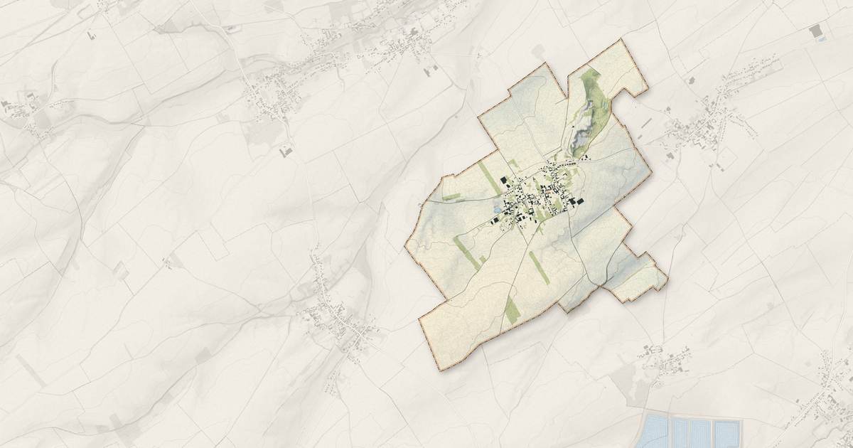 Portrait cartographique de Blairville : relief, eau, forêts, bâti et voies, calculés à partir des données de l'IGN