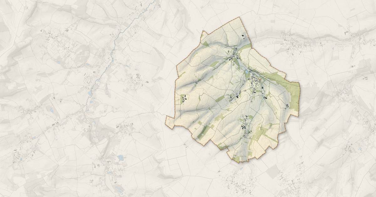 Portrait cartographique de Bomy : relief, eau, forêts, bâti et voies, calculés à partir des données de l'IGN